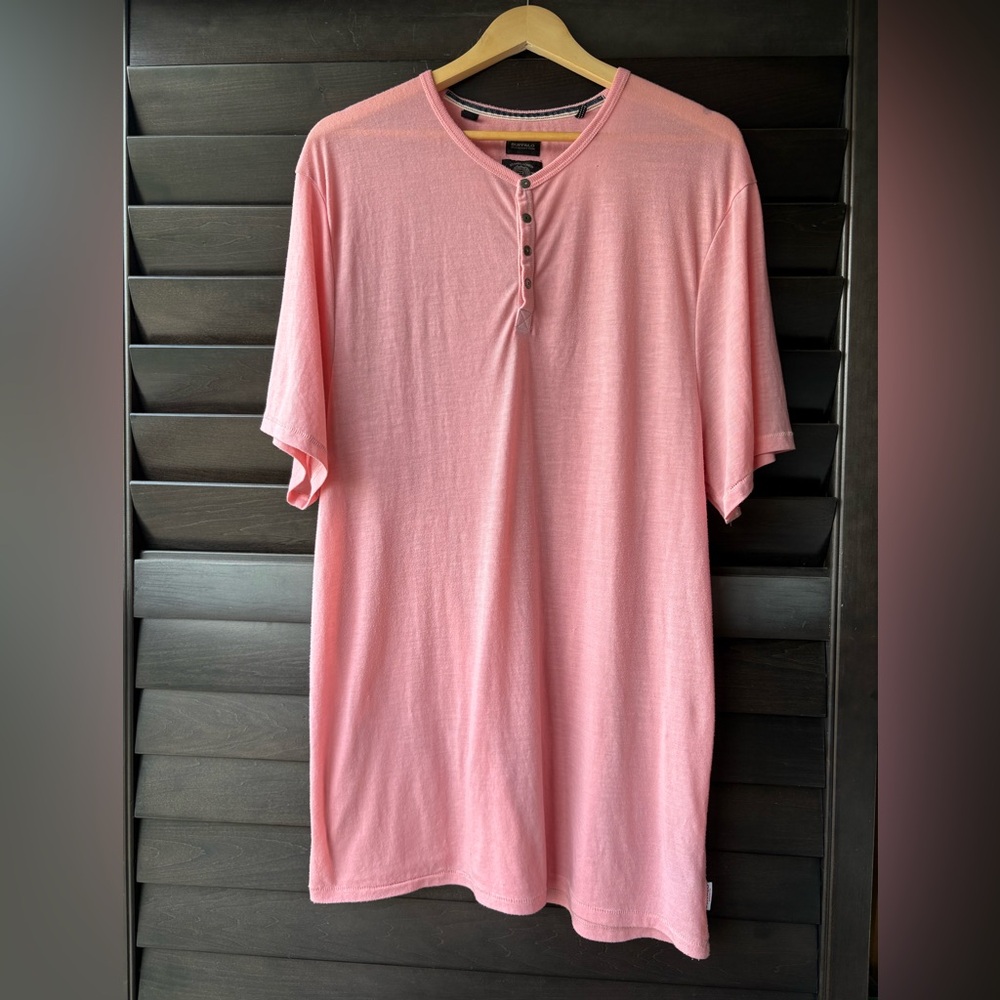 Buffalo David Button Men’s XXL Salmon Pink Kasum Short Sleeve Shirt